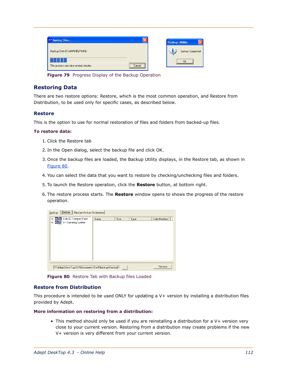 Figure 79, Shows the progre | Adept DeskTop 4.3 User Manual | Page 112 / 166