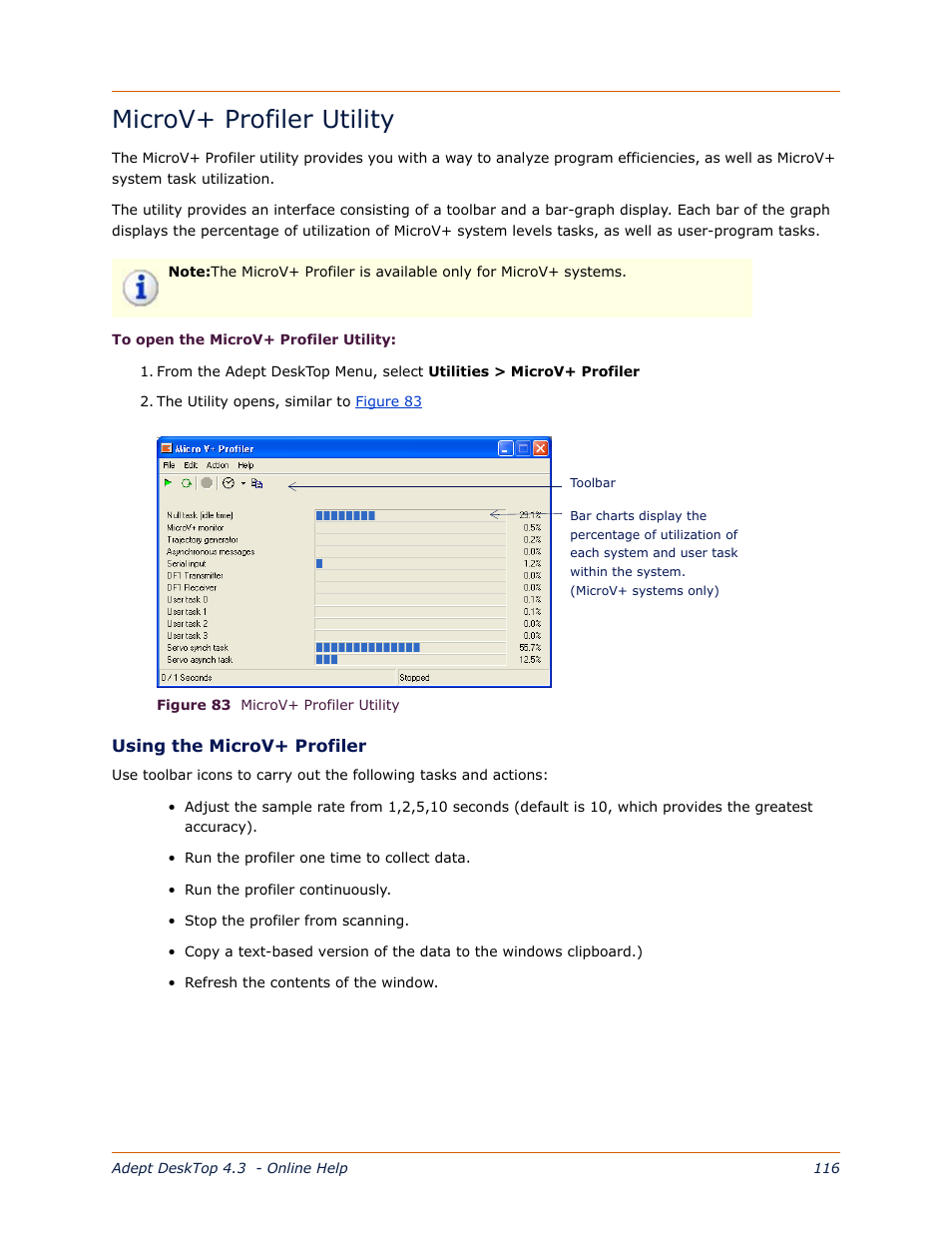 Microv+ profiler utility | Adept DeskTop 4.3 User Manual | Page 116 / 166