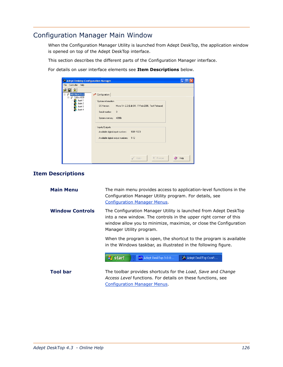 Configuration manager main window | Adept DeskTop 4.3 User Manual | Page 126 / 166