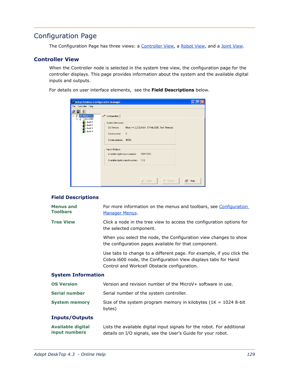 Configuration page | Adept DeskTop 4.3 User Manual | Page 129 / 166