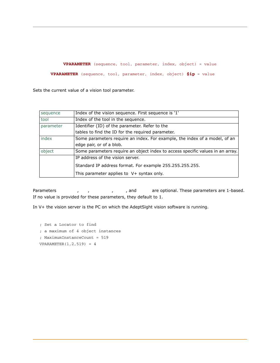 Vparameter | Adept DeskTop 4.3 User Manual | Page 159 / 166