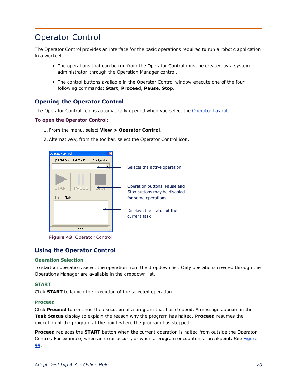 Operator control | Adept DeskTop 4.3 User Manual | Page 70 / 166