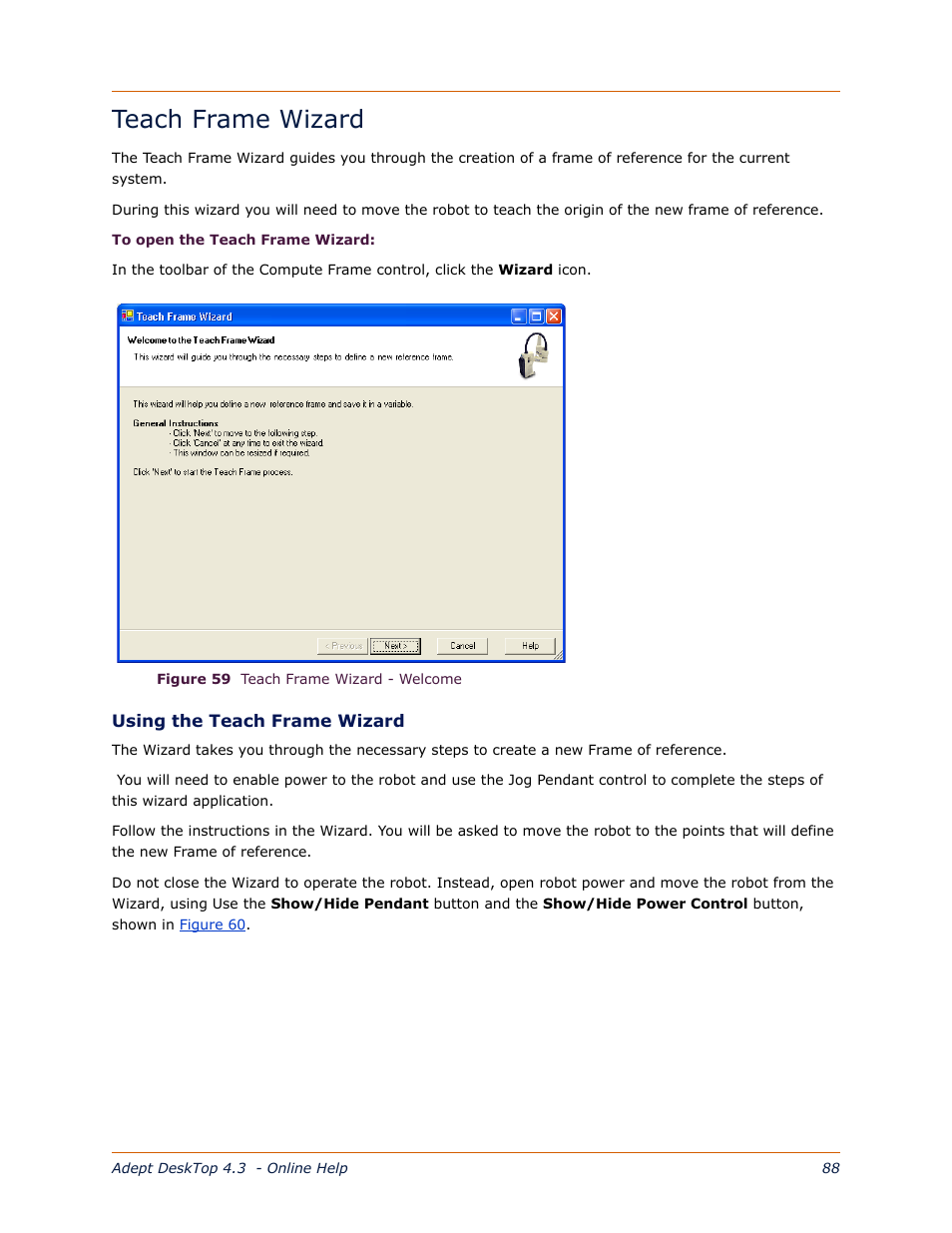 Teach frame wizard, Can fa | Adept DeskTop 4.3 User Manual | Page 88 / 166