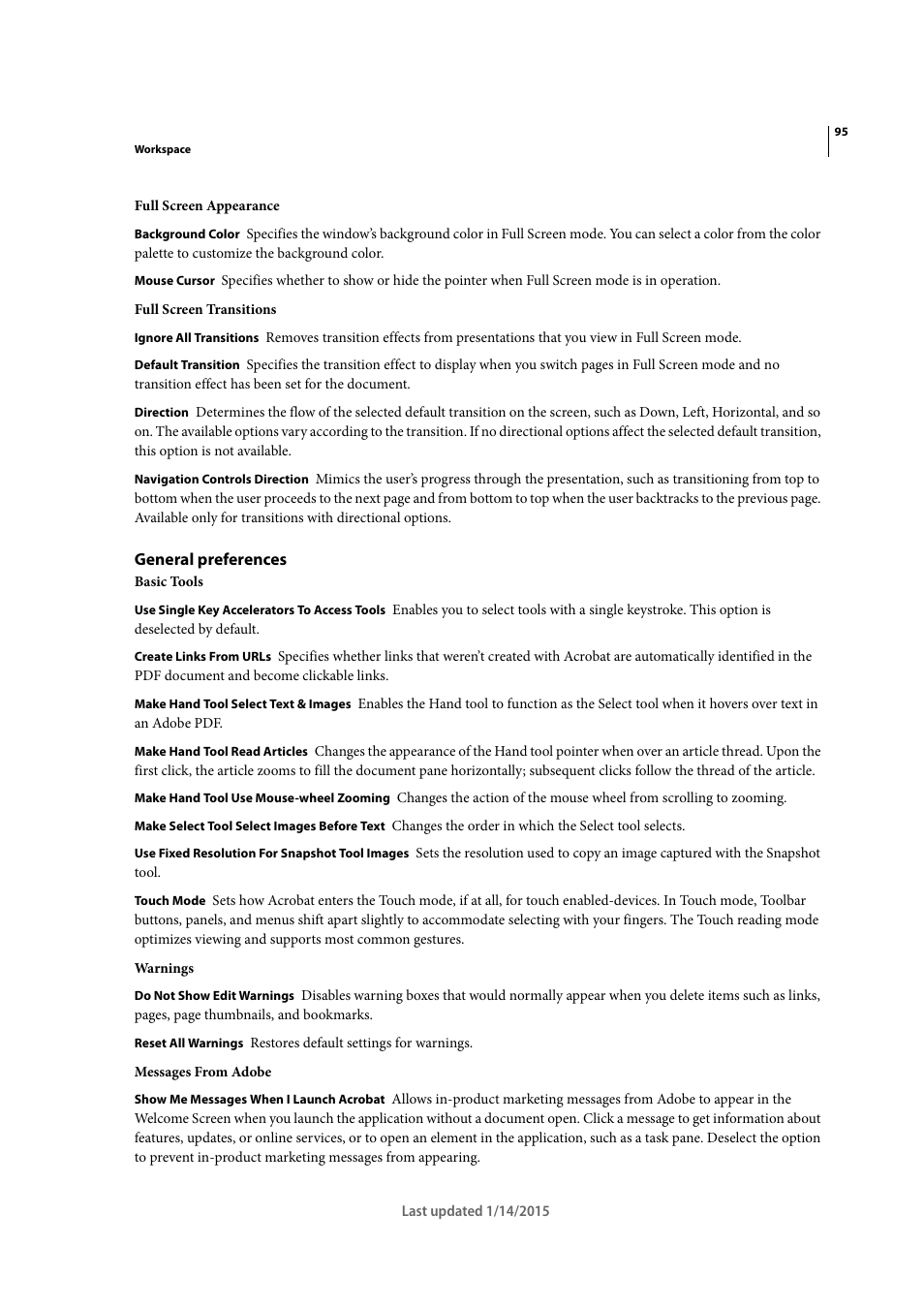 General preferences | Adobe Acrobat XI User Manual | Page 102 / 590