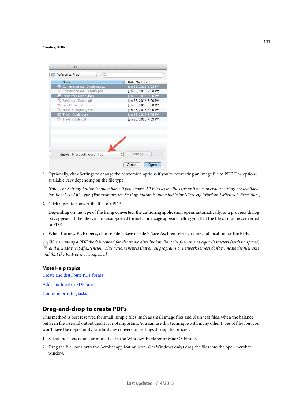 Drag-and-drop to create pdfs | Adobe Acrobat XI User Manual | Page 118 / 590