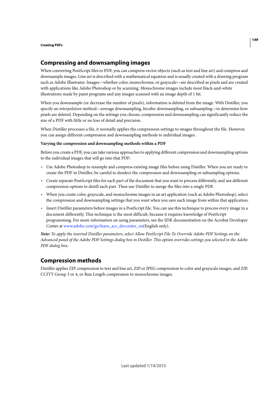 Compressing and downsampling images, Compression methods | Adobe Acrobat XI User Manual | Page 156 / 590