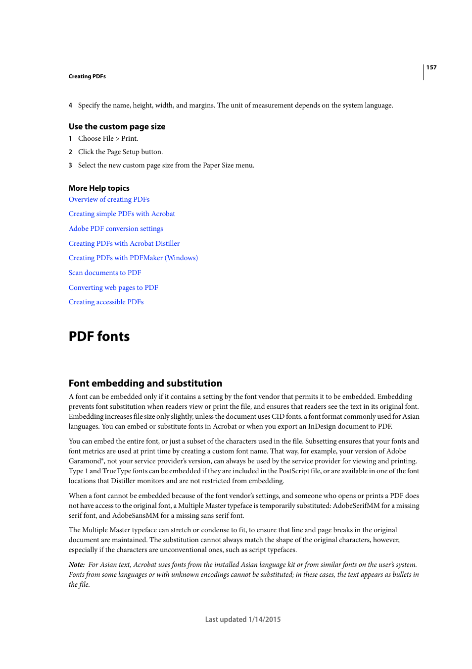 Pdf fonts, Font embedding and substitution | Adobe Acrobat XI User Manual | Page 164 / 590