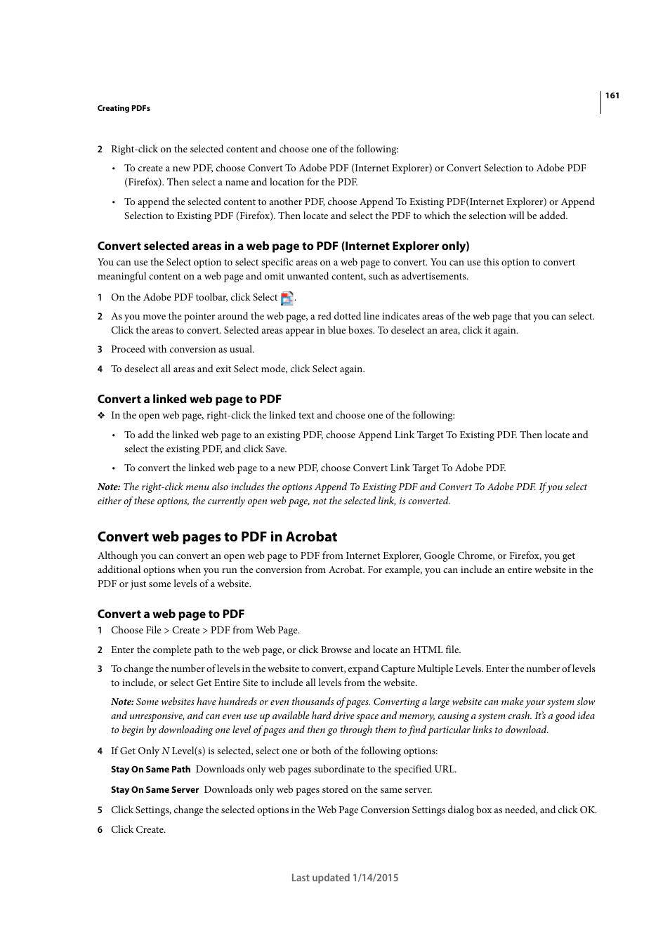 Convert web pages to pdf in acrobat | Adobe Acrobat XI User Manual | Page 168 / 590