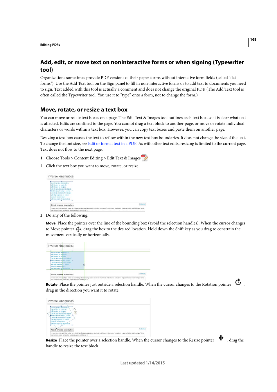 Move, rotate, or resize a text box | Adobe Acrobat XI User Manual | Page 175 / 590