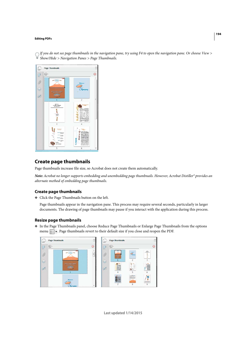 Create page thumbnails | Adobe Acrobat XI User Manual | Page 201 / 590