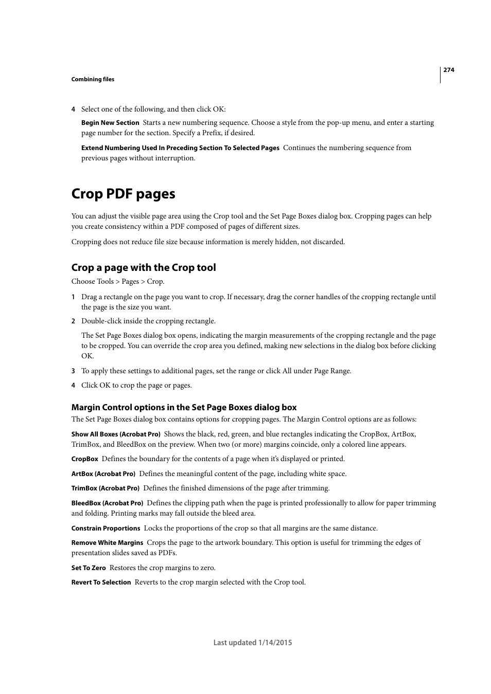 Crop pdf pages, Crop a page with the crop tool | Adobe Acrobat XI User Manual | Page 281 / 590