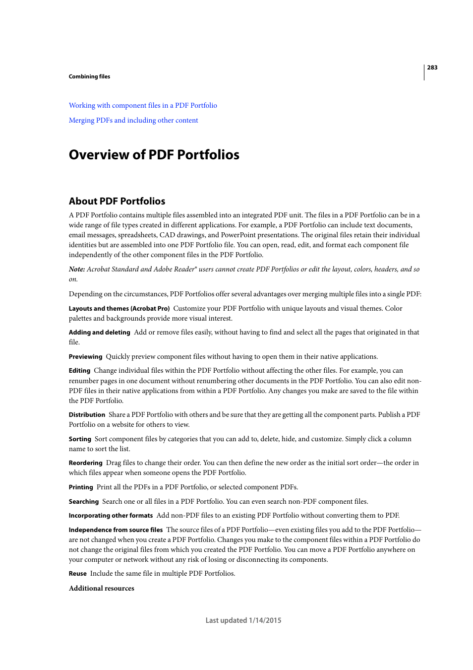 Overview of pdf portfolios, About pdf portfolios | Adobe Acrobat XI User Manual | Page 290 / 590