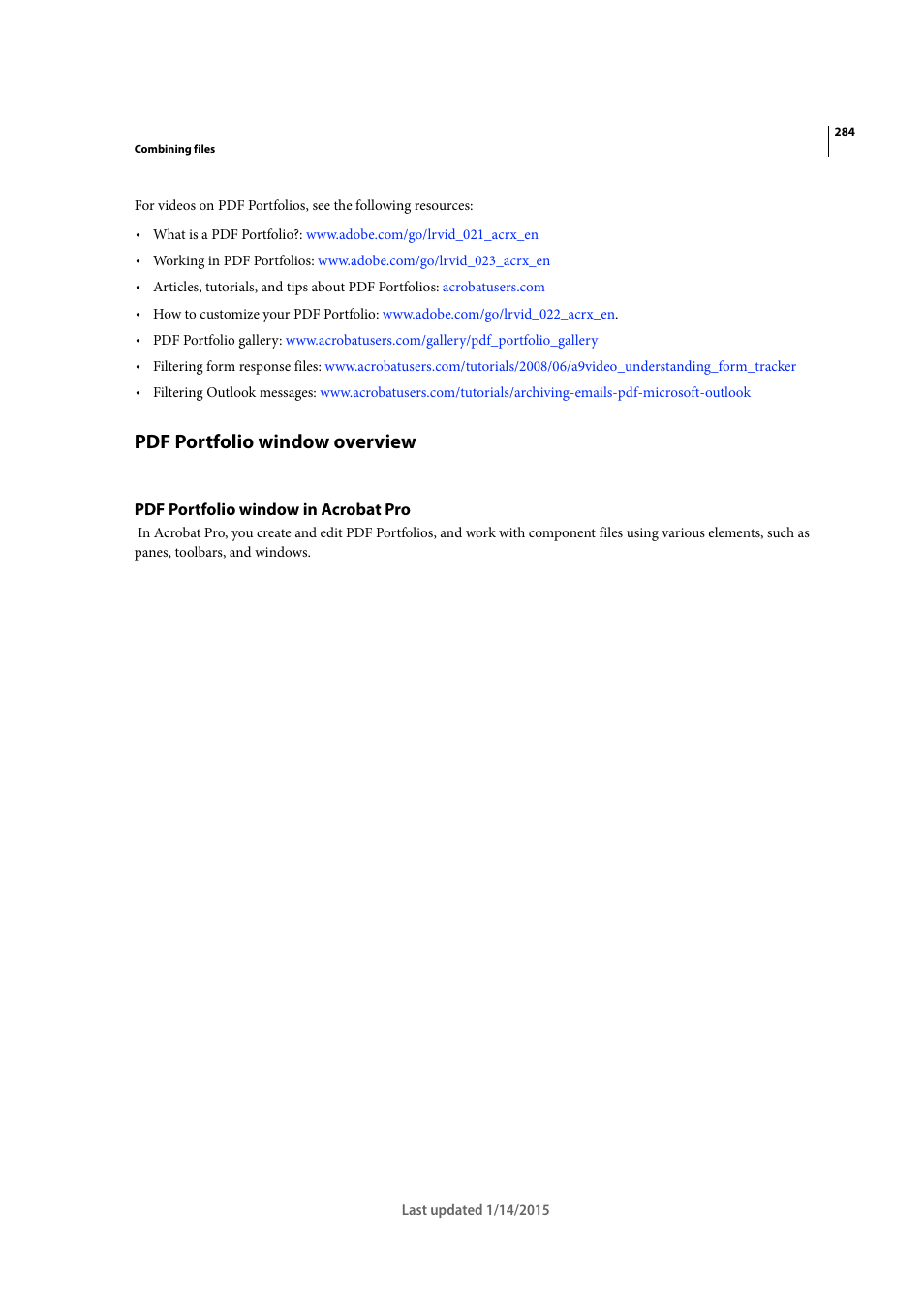 Pdf portfolio window overview, Pdf portfolio window in acrobat pro | Adobe Acrobat XI User Manual | Page 291 / 590