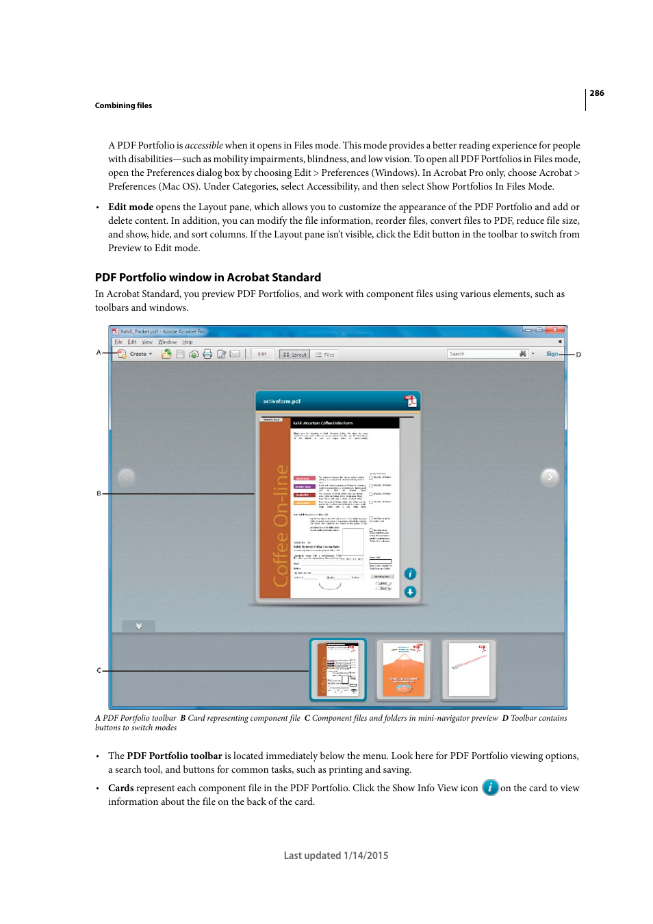 Pdf portfolio window in acrobat standard | Adobe Acrobat XI User Manual | Page 293 / 590