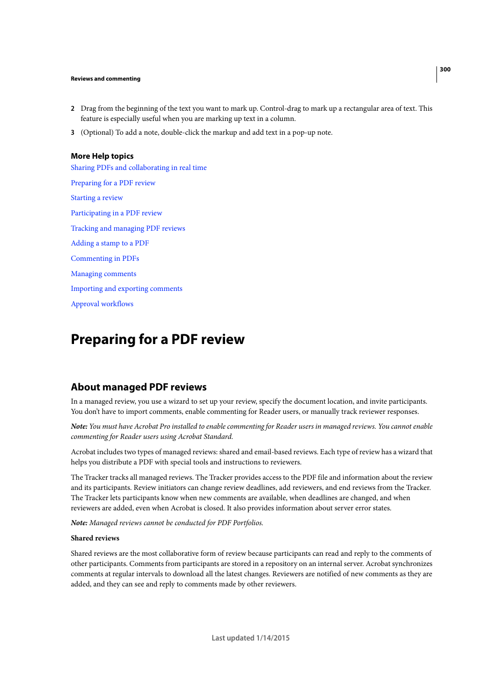 Preparing for a pdf review, About managed pdf reviews | Adobe Acrobat XI User Manual | Page 307 / 590