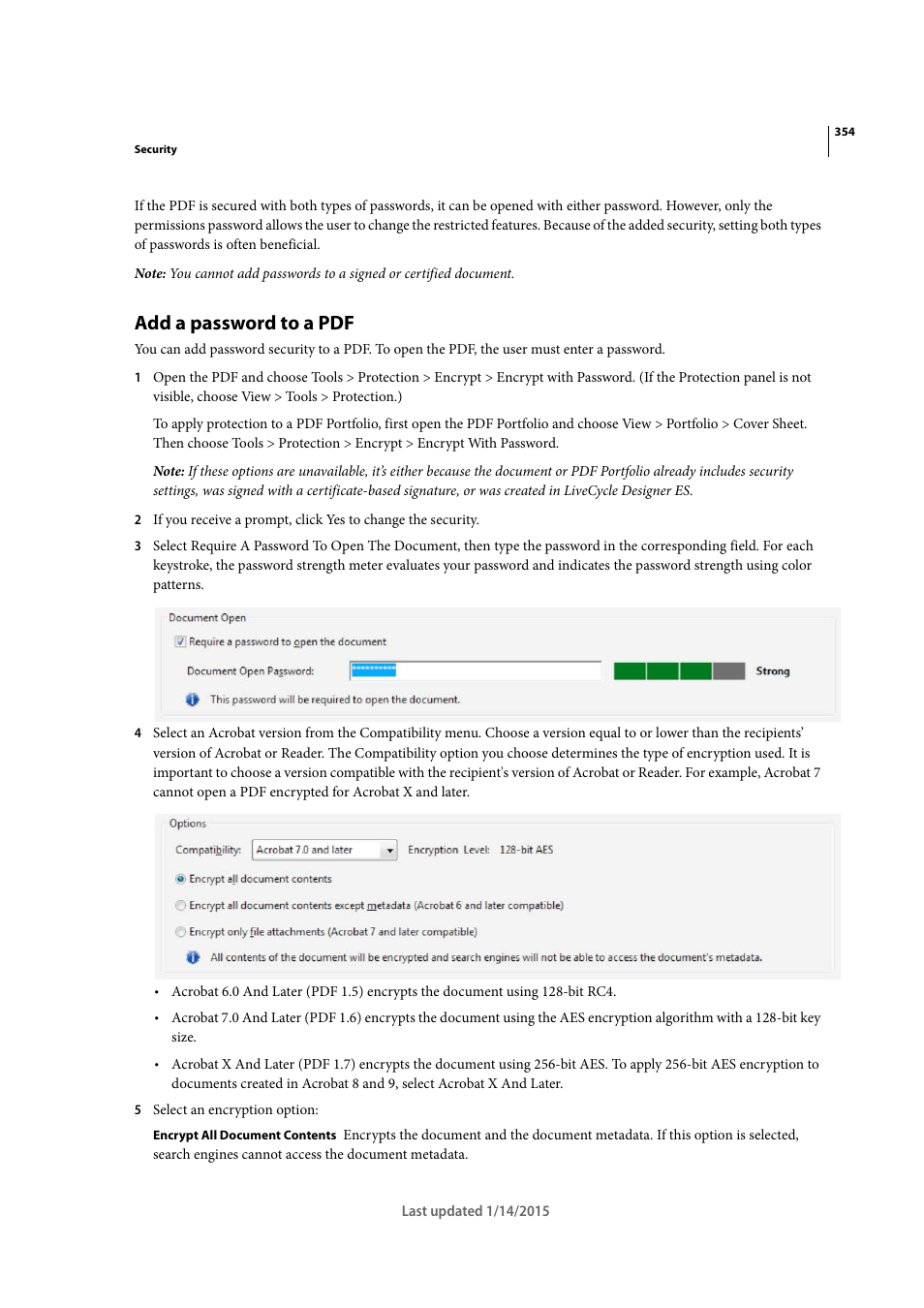 Add a password to a pdf | Adobe Acrobat XI User Manual | Page 361 / 590