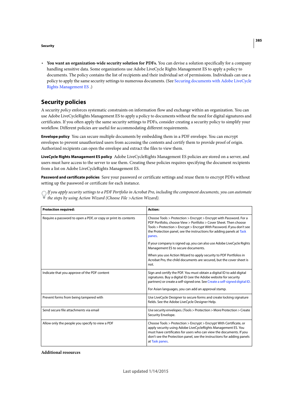 Security policies | Adobe Acrobat XI User Manual | Page 392 / 590