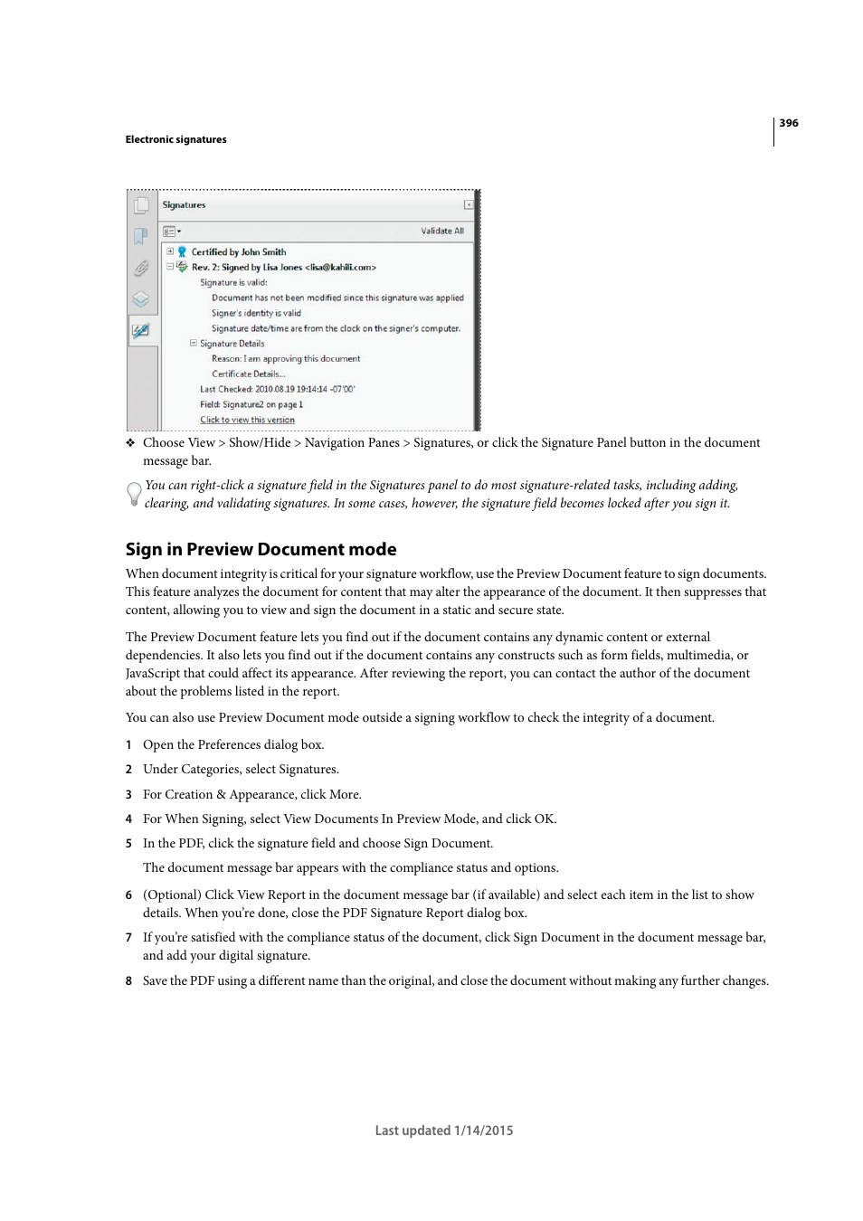 Sign in preview document mode | Adobe Acrobat XI User Manual | Page 403 / 590