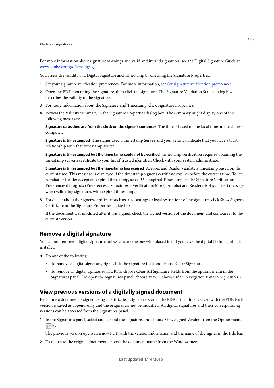 Remove a digital signature | Adobe Acrobat XI User Manual | Page 405 / 590