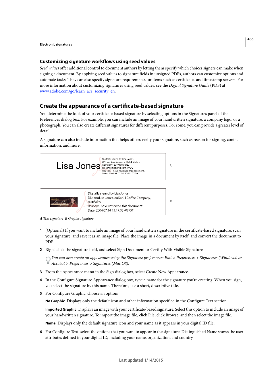 Customizing signature workflows using seed values | Adobe Acrobat XI User Manual | Page 412 / 590