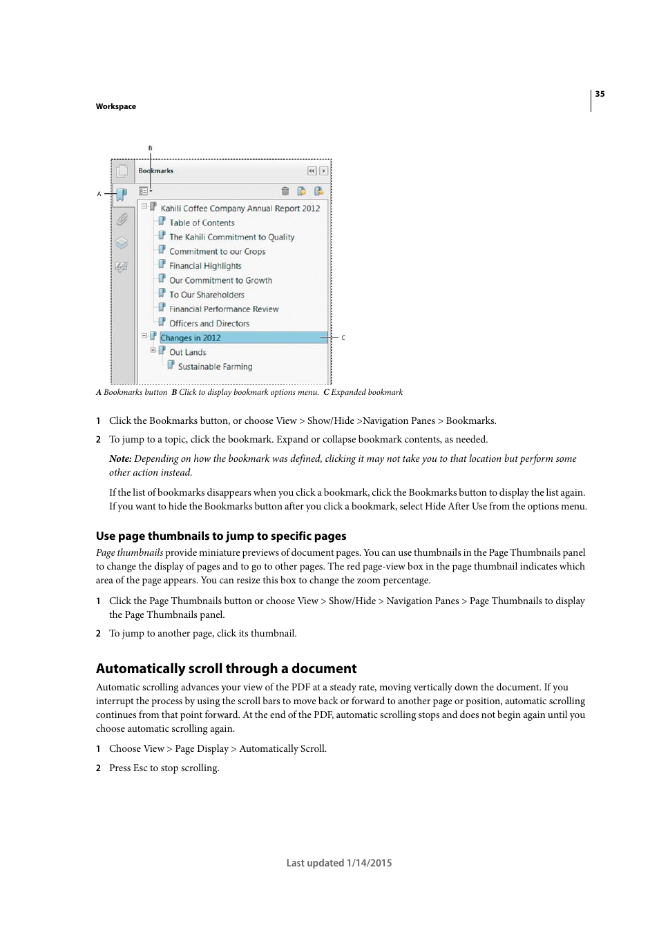 Automatically scroll through a document | Adobe Acrobat XI User Manual | Page 42 / 590