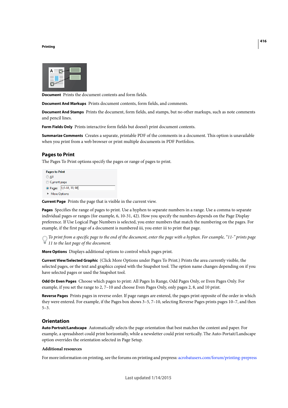 Orientation | Adobe Acrobat XI User Manual | Page 423 / 590