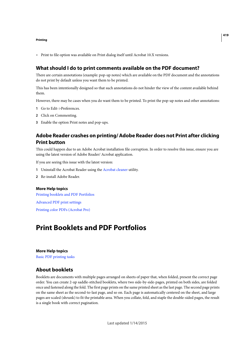 Print booklets and pdf portfolios, About booklets | Adobe Acrobat XI User Manual | Page 426 / 590