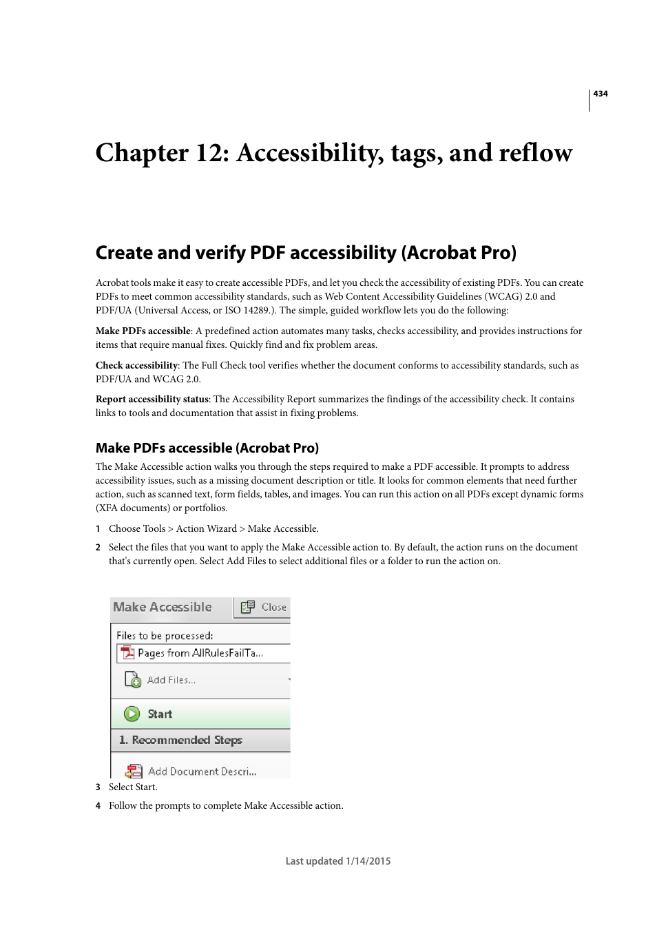 Chapter 12: accessibility, tags, and reflow, Create and verify pdf accessibility (acrobat pro), Make pdfs accessible (acrobat pro) | Adobe Acrobat XI User Manual | Page 441 / 590