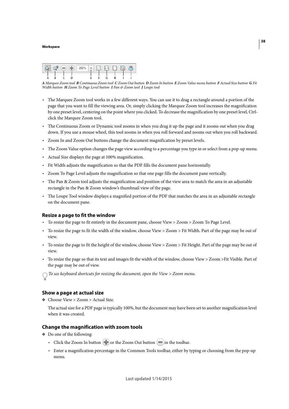 Change the magnification with zoom tools | Adobe Acrobat XI User Manual | Page 45 / 590