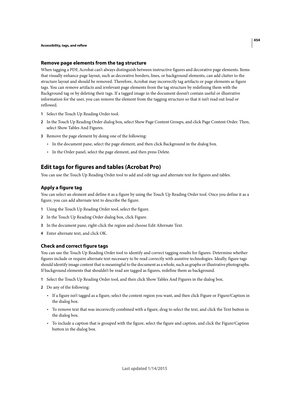 Edit tags for figures and tables (acrobat pro), Apply a figure tag, Check and correct figure tags | Adobe Acrobat XI User Manual | Page 461 / 590