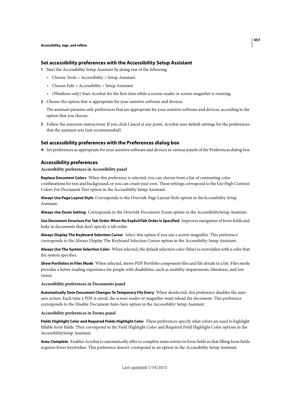 Accessibility preferences | Adobe Acrobat XI User Manual | Page 464 / 590