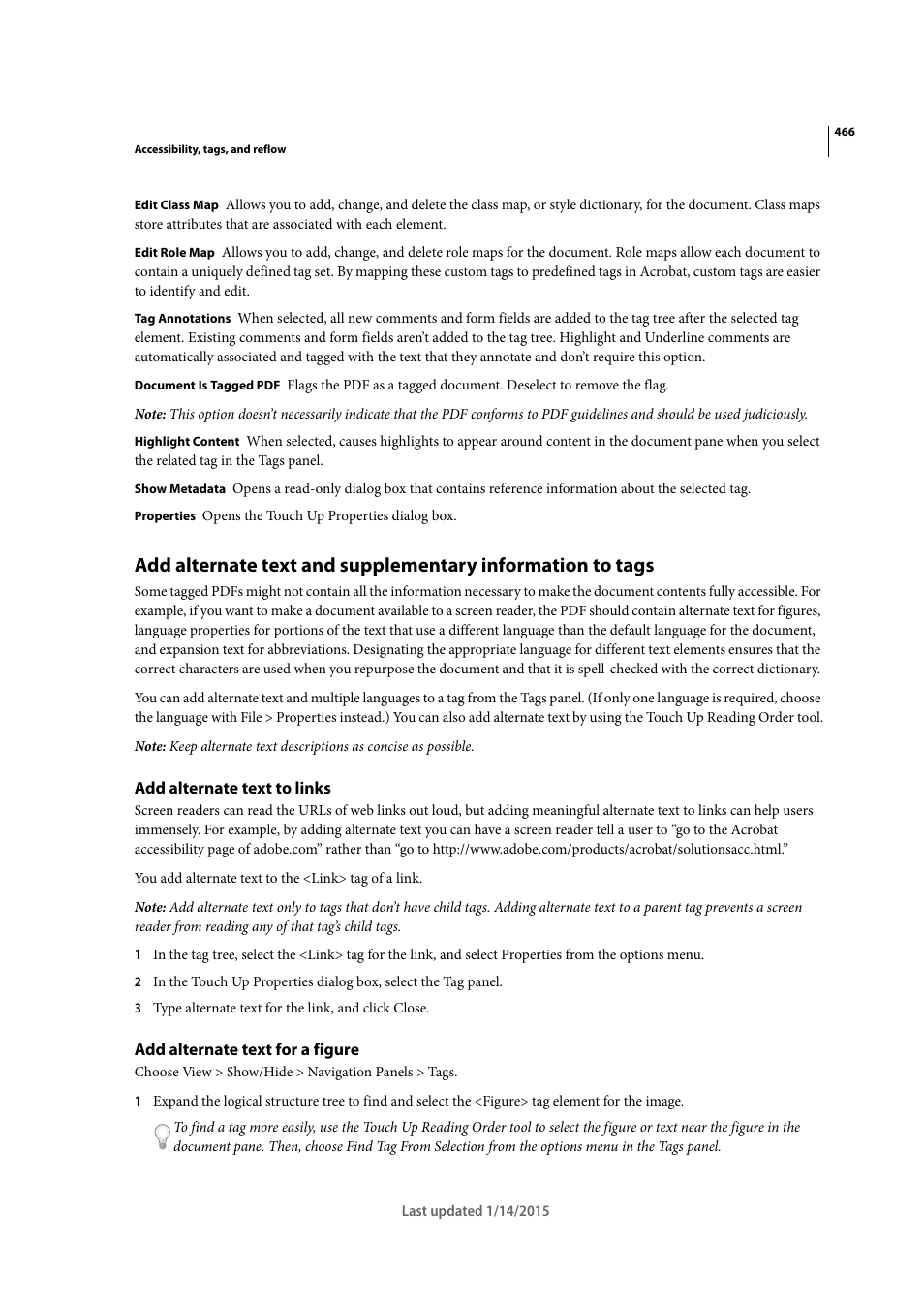 Add alternate text to links, Add alternate text for a figure | Adobe Acrobat XI User Manual | Page 473 / 590