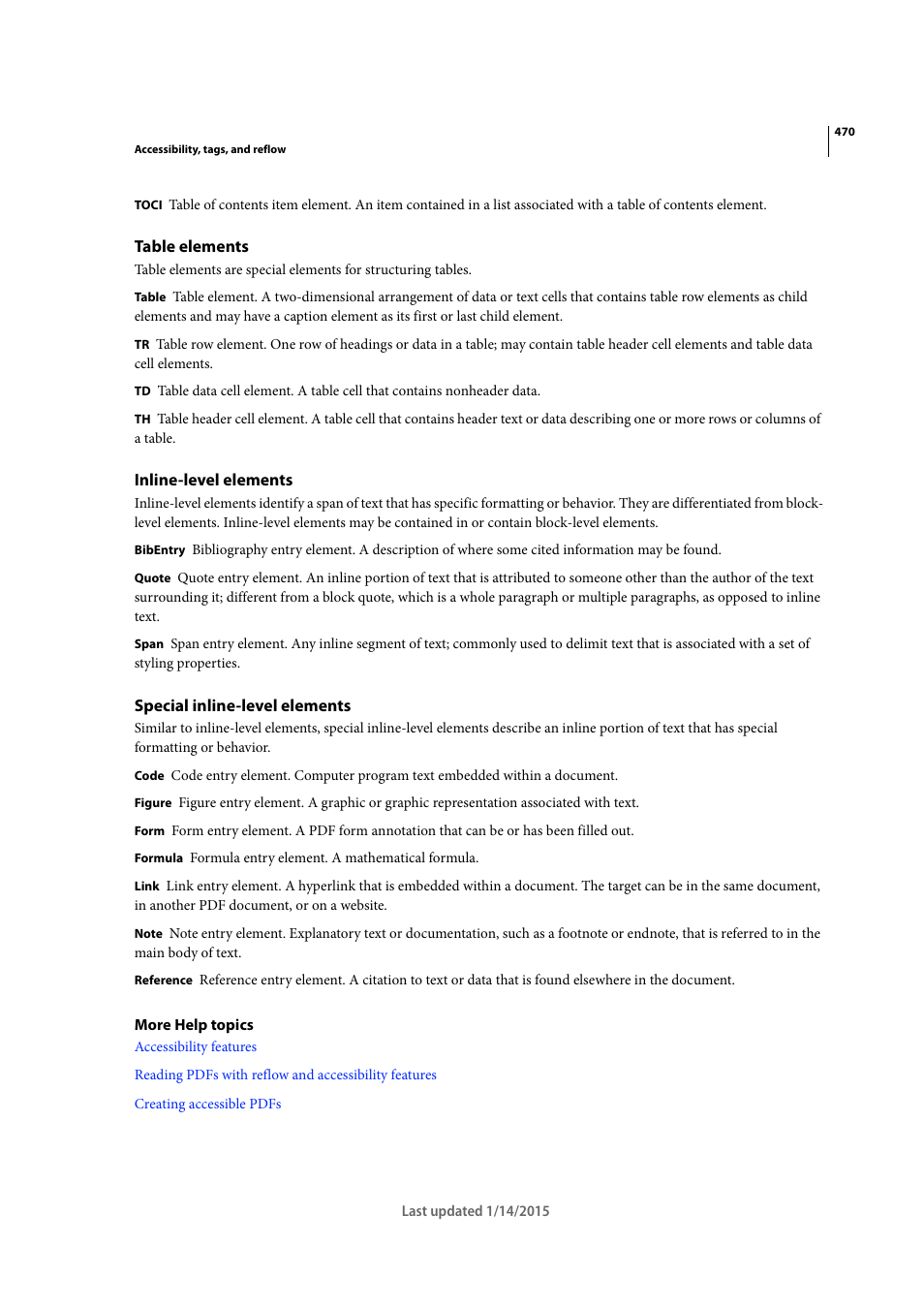 Table elements, Inline-level elements, Special inline-level elements | Adobe Acrobat XI User Manual | Page 477 / 590