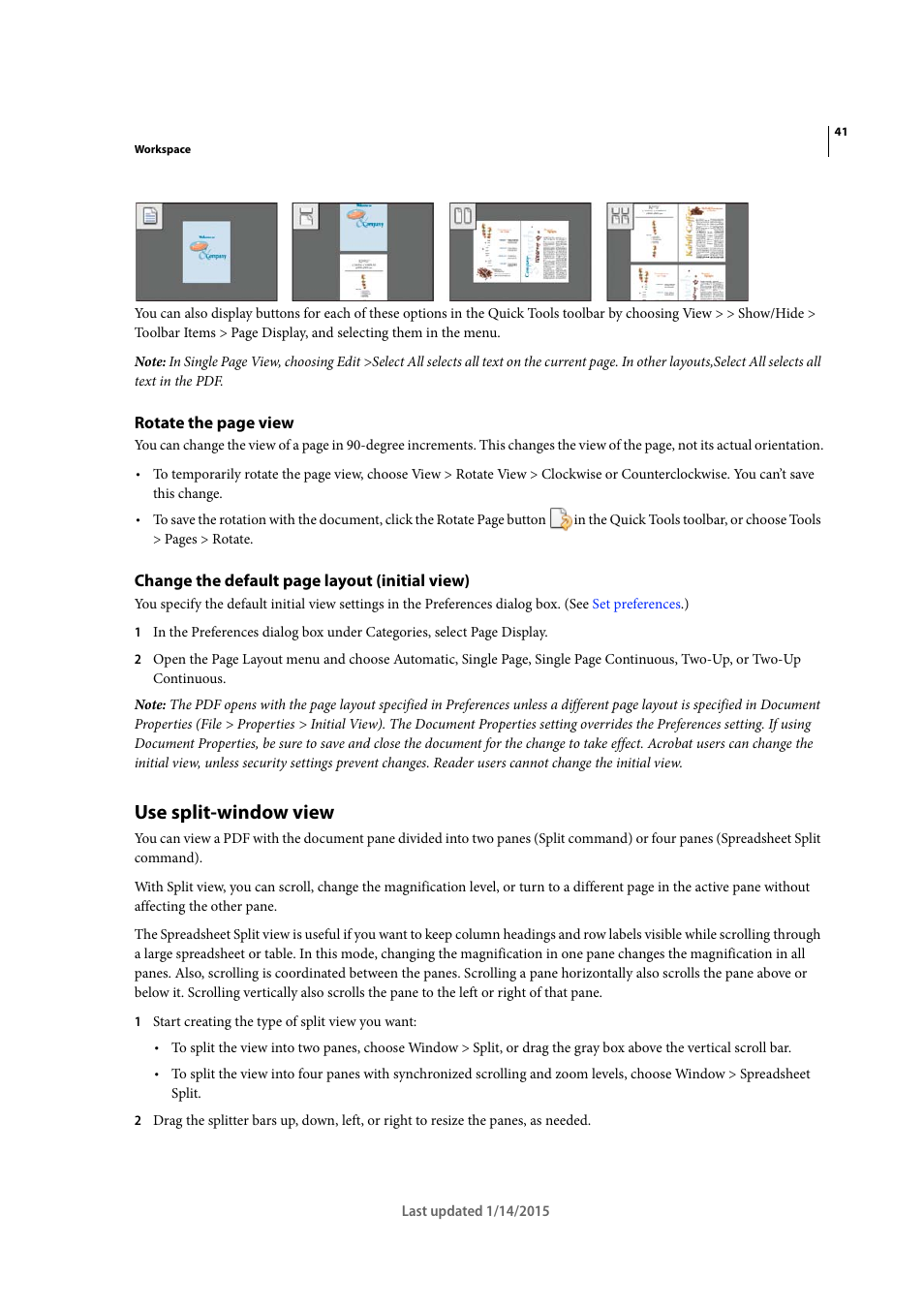 Use split-window view | Adobe Acrobat XI User Manual | Page 48 / 590