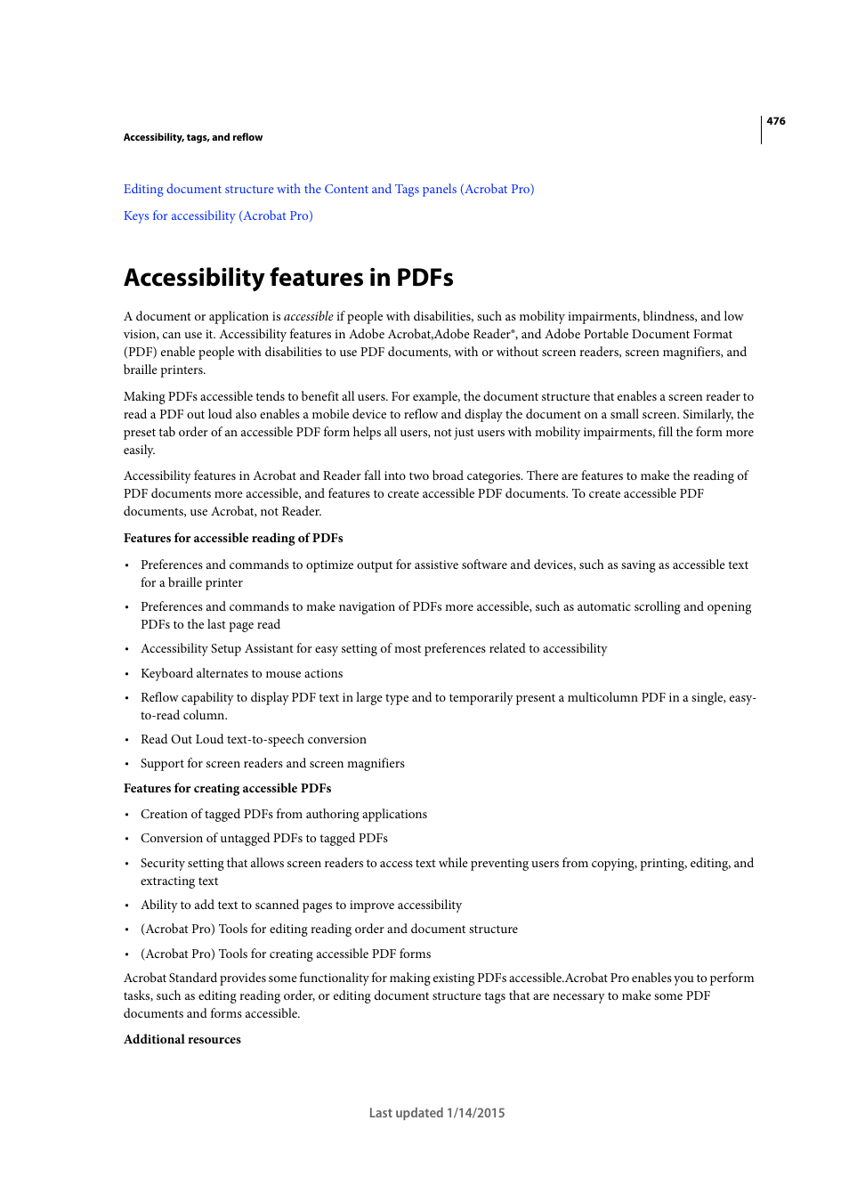 Accessibility features in pdfs | Adobe Acrobat XI User Manual | Page 483 / 590