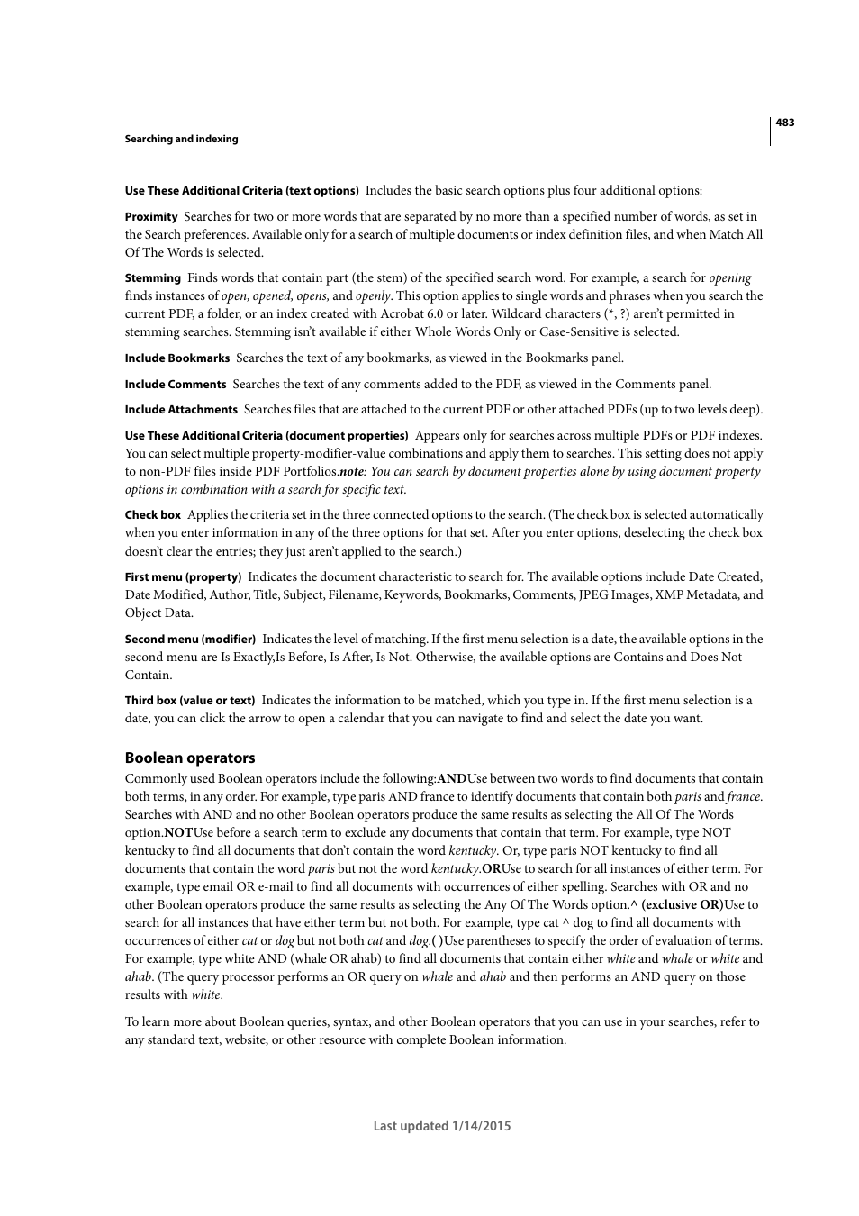 Boolean operators | Adobe Acrobat XI User Manual | Page 490 / 590