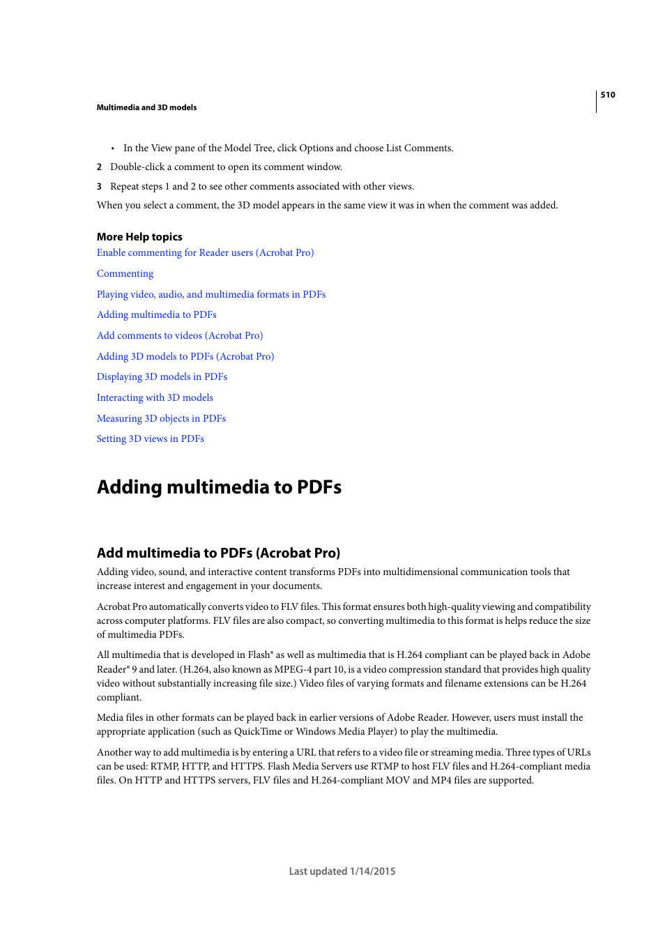 Adding multimedia to pdfs, Add multimedia to pdfs (acrobat pro) | Adobe Acrobat XI User Manual | Page 517 / 590