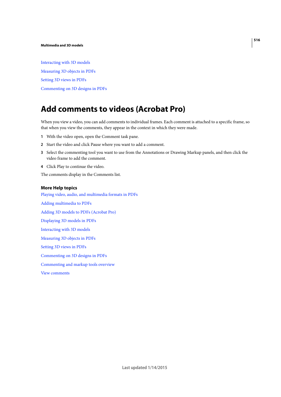 Add comments to videos (acrobat pro) | Adobe Acrobat XI User Manual | Page 523 / 590