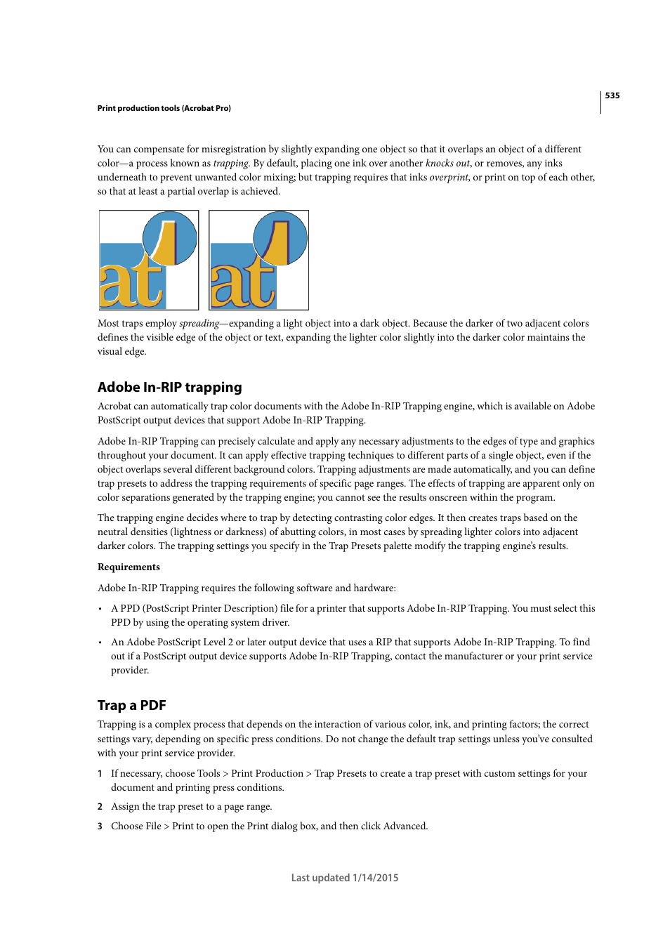 Adobe in-rip trapping, Trap a pdf | Adobe Acrobat XI User Manual | Page 542 / 590