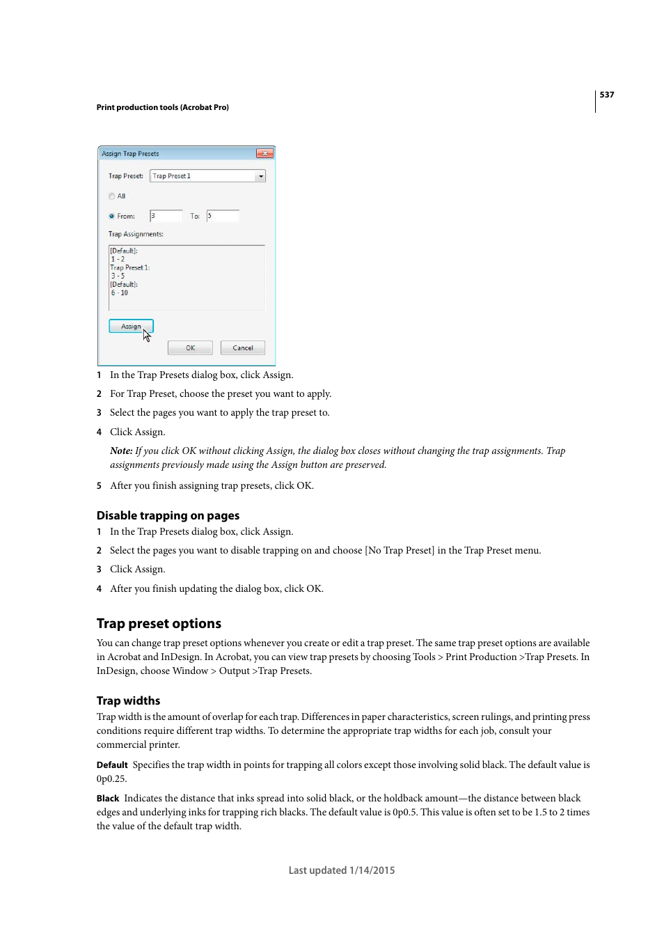 Trap preset options, Trap widths | Adobe Acrobat XI User Manual | Page 544 / 590