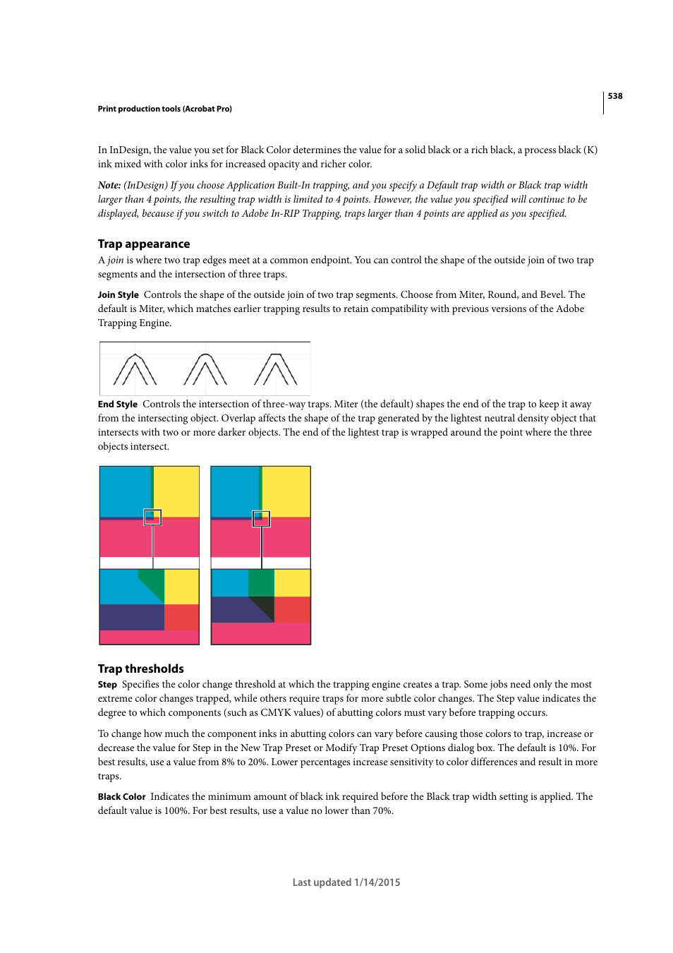 Trap appearance, Trap thresholds | Adobe Acrobat XI User Manual | Page 545 / 590