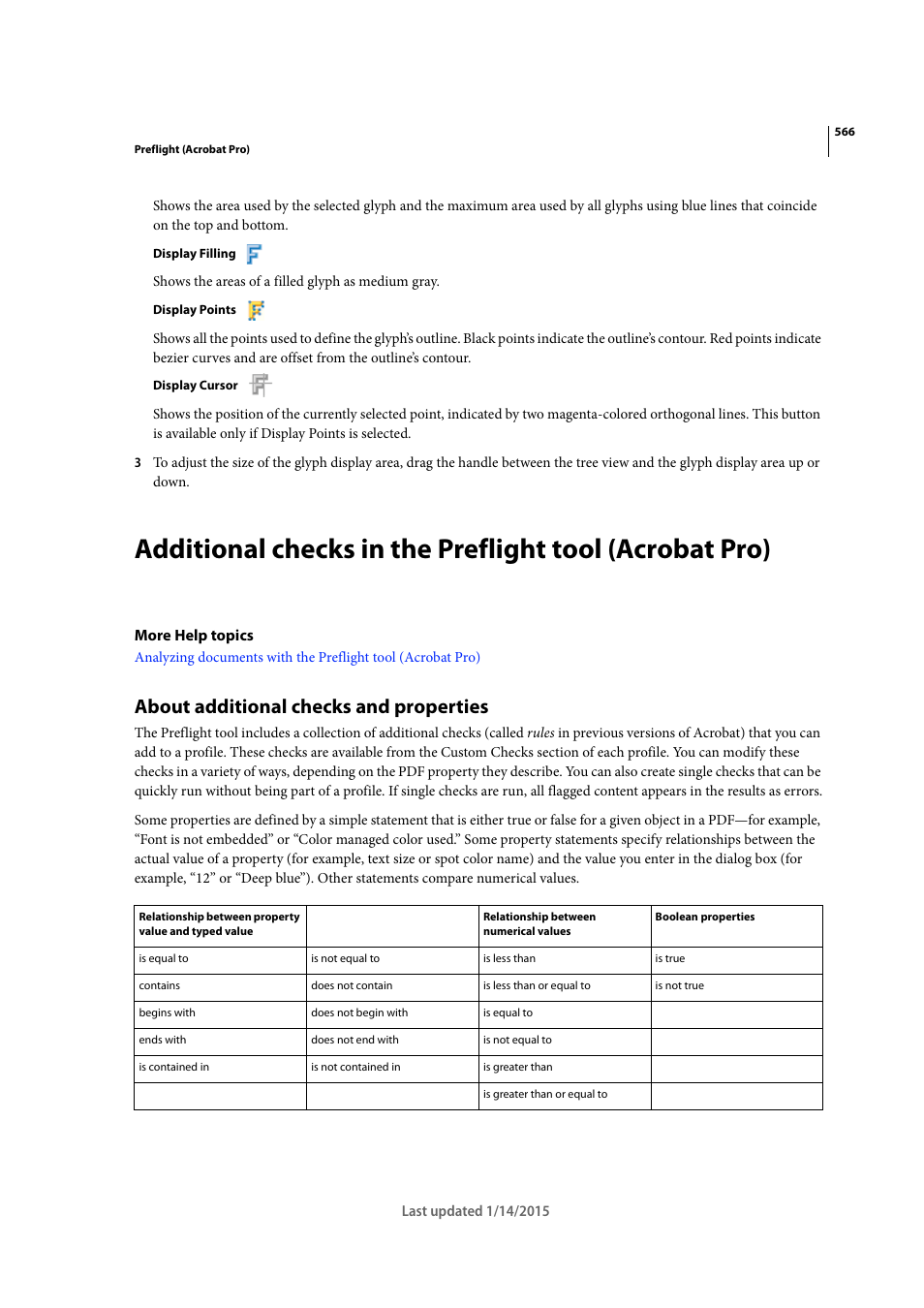 About additional checks and properties | Adobe Acrobat XI User Manual | Page 573 / 590