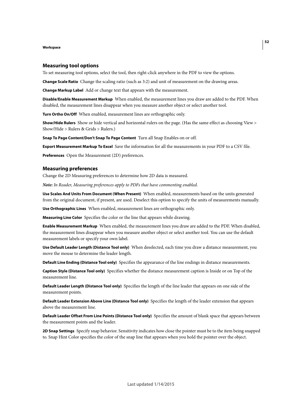 Measuring tool options, Measuring preferences | Adobe Acrobat XI User Manual | Page 59 / 590