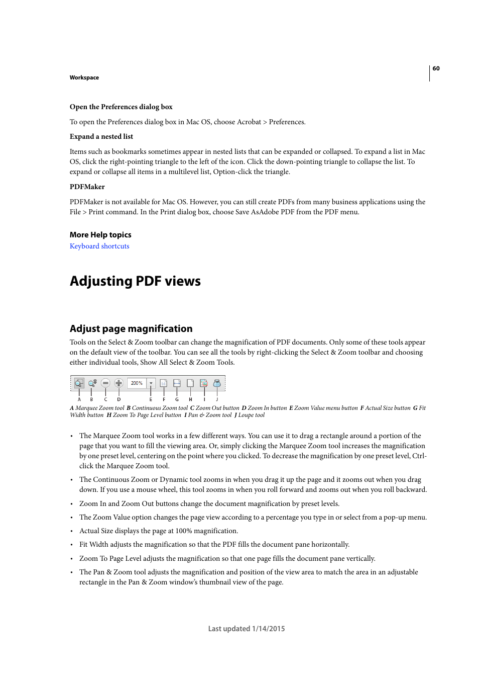 Adjusting pdf views, Adjust page magnification | Adobe Acrobat XI User Manual | Page 67 / 590