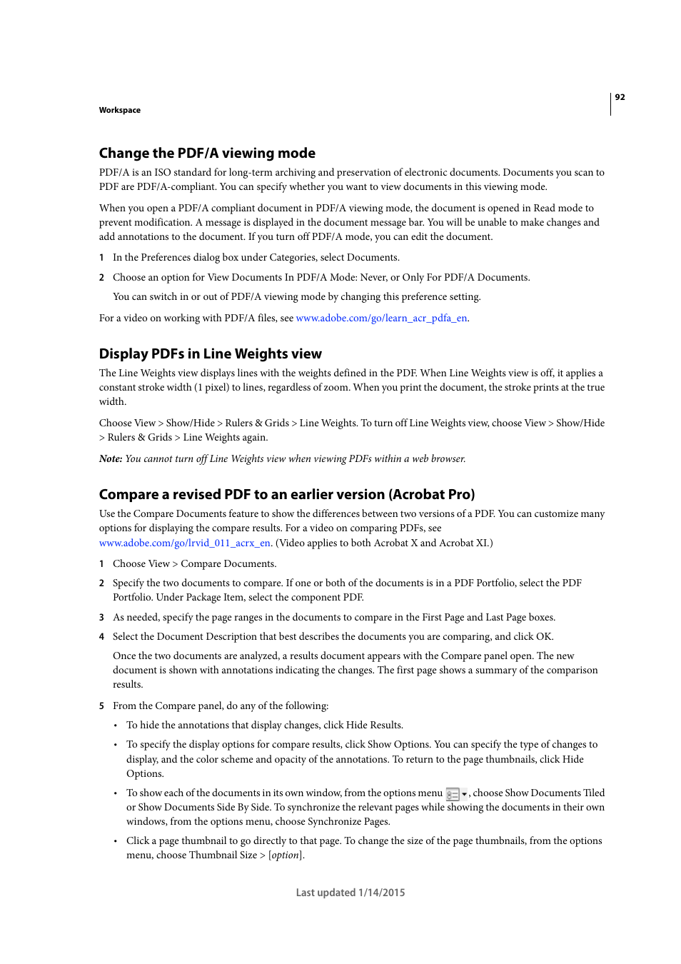 Change the pdf/a viewing mode, Display pdfs in line weights view | Adobe Acrobat XI User Manual | Page 99 / 590