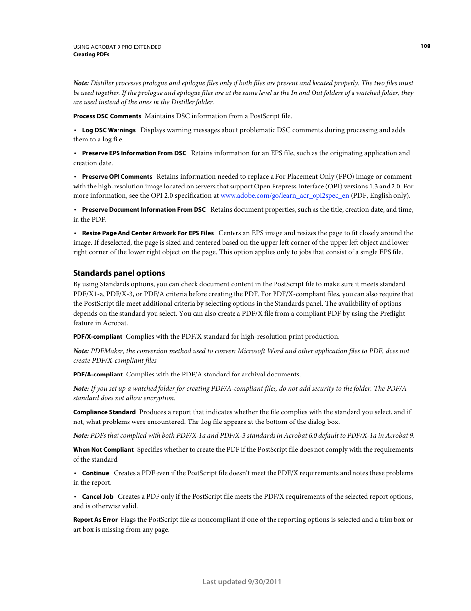 Standards panel options | Adobe Acrobat 9 PRO Extended User Manual | Page 114 / 546