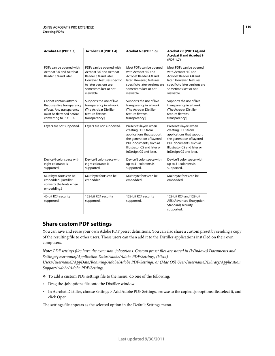 Share custom pdf settings | Adobe Acrobat 9 PRO Extended User Manual | Page 116 / 546