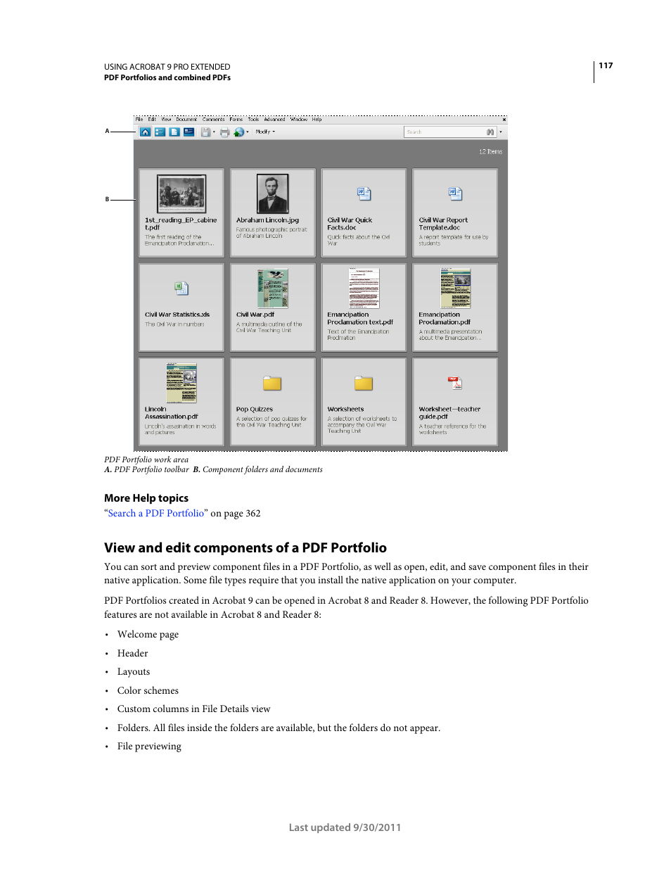 View and edit components of a pdf portfolio | Adobe Acrobat 9 PRO Extended User Manual | Page 123 / 546