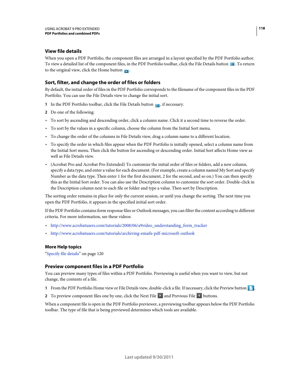 View file details, Preview component files in a pdf portfolio | Adobe Acrobat 9 PRO Extended User Manual | Page 124 / 546