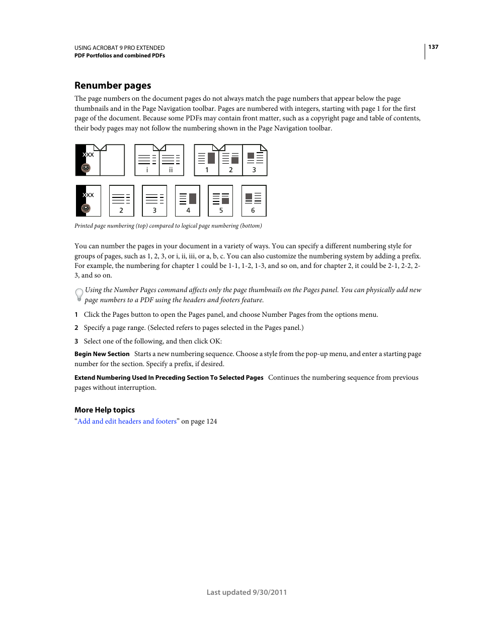 Renumber pages | Adobe Acrobat 9 PRO Extended User Manual | Page 143 / 546